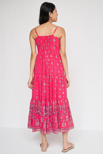 Hot Pink Foil Print Fit & Flare Gown, Hot Pink, image 5
